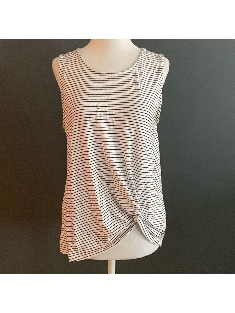Albion fit white w/black stripes casual muscle tee